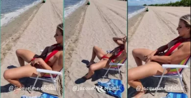 Jacqueline Darley de Youtube es captada mostrando sus tetas en la playa mientras disfruta del sol