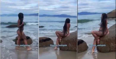 Vídeos de Melissa Montagnole luciendo TikTok, tomando un primer plano en la playa y luciendo su look