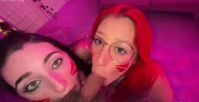 Zoeydigiacomo y Domina Doxy disfrutan mamando y lamiendo un pene